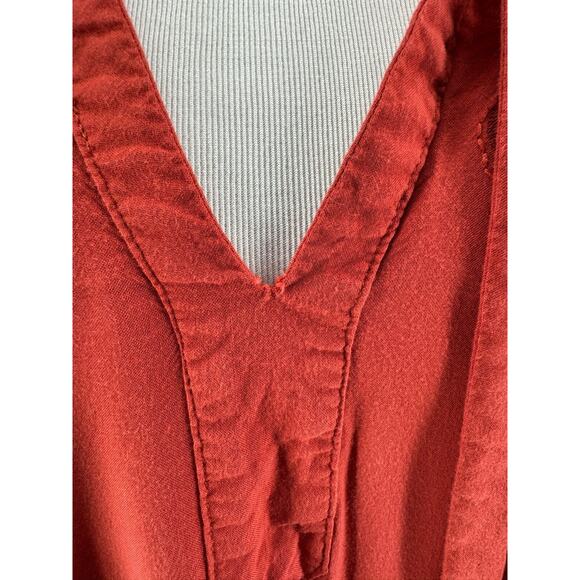 Torrid Women's Plus Rust Red Challis Beaded Long Sleeve Tunic Blouse Size 5 - Picture 6 of 6